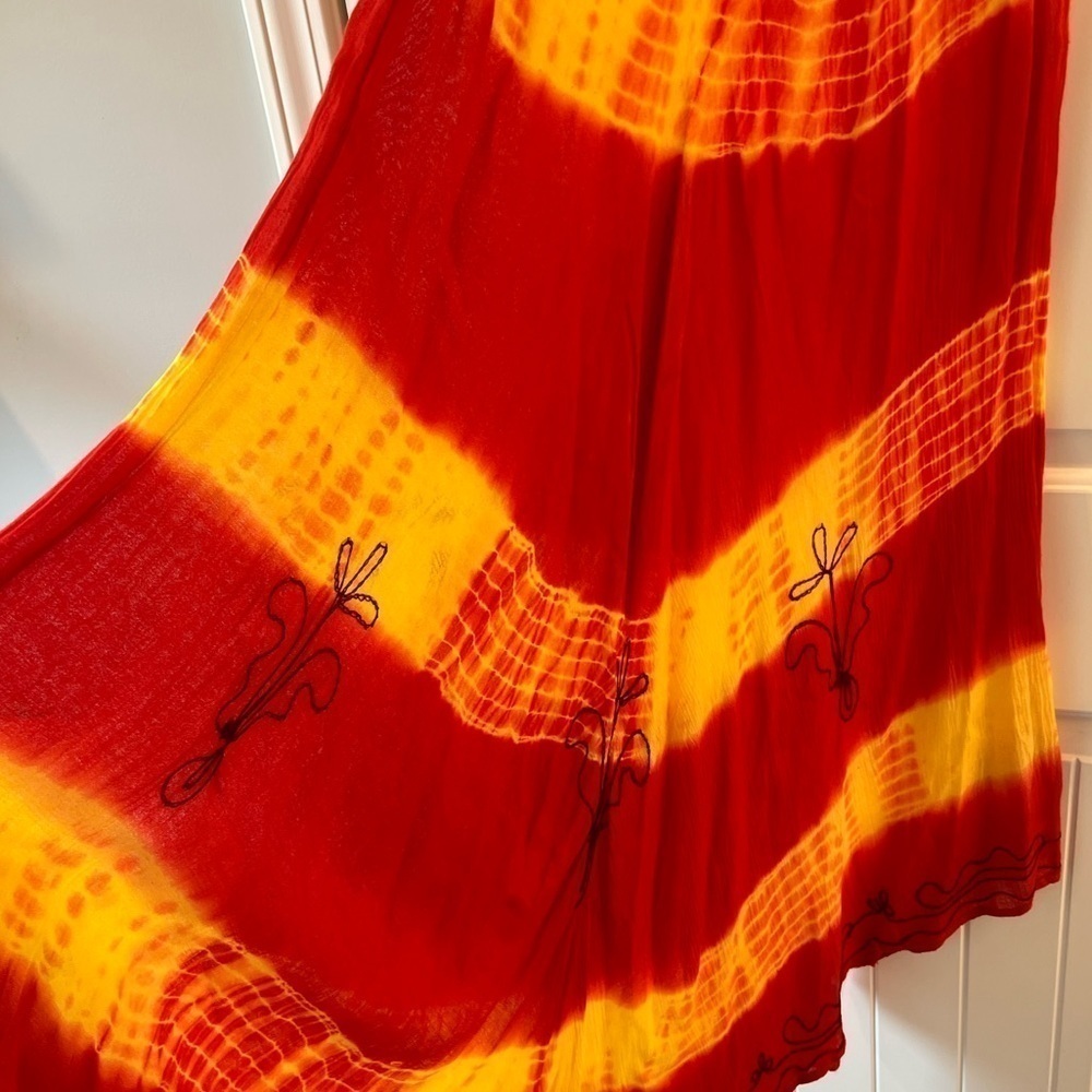 Cute Options Orange Tie Dye Boho Beach Festival sleeveless Dress Size: One Size‎ - Picture 4 of 6
